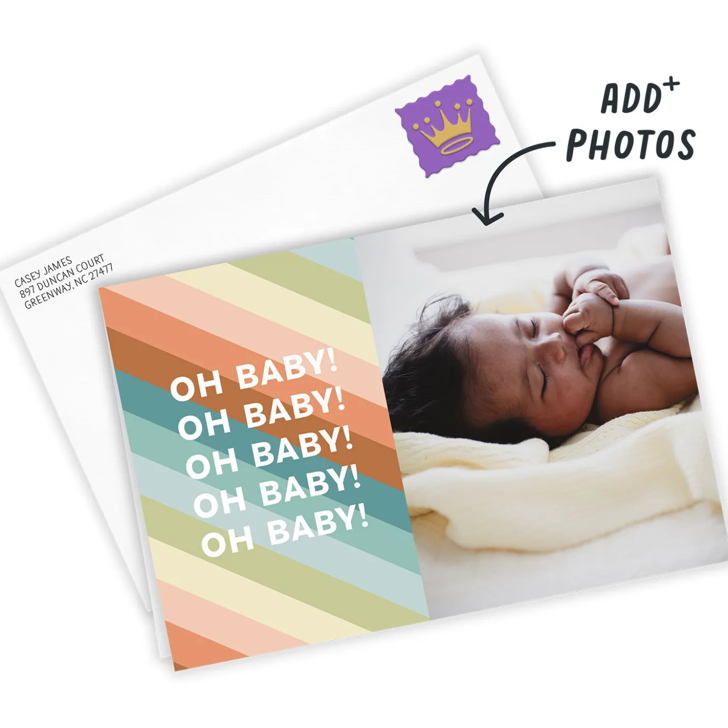 Diagonal Bright Stripes Custom Card