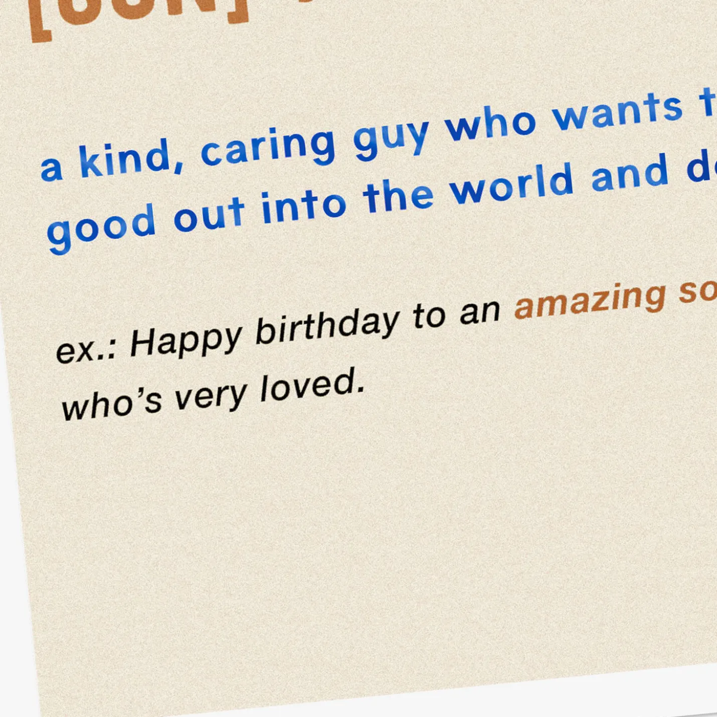 Dictionary Definition Birthday Card for Son
