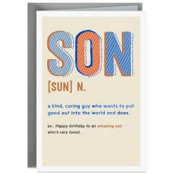 Dictionary Definition Birthday Card for Son