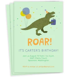 Dino Roar Flat Birthday Invitation