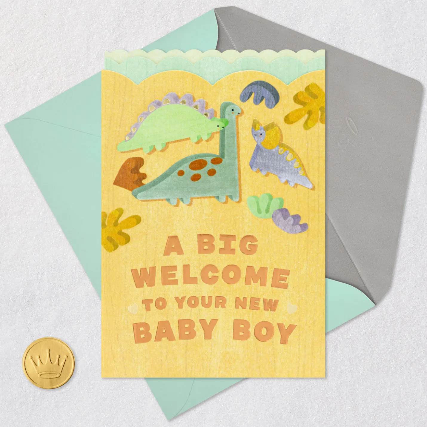 Dinosaurs Big Welcome New Baby Boy Card