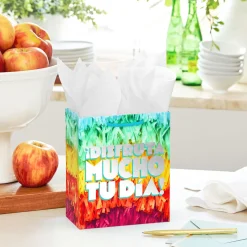 6.5" Disfruta Mucho Tu Día With Colorful Fringe Small Gift Bag
