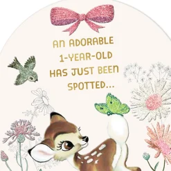 Disney Bambi Wonder and Fun First Birthday Card for Girls