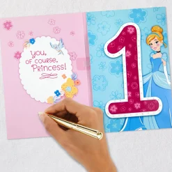 Disney Cinderella Musical First Birthday Card for Girls With Light