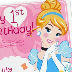 Disney Cinderella Musical First Birthday Card for Girls With Light