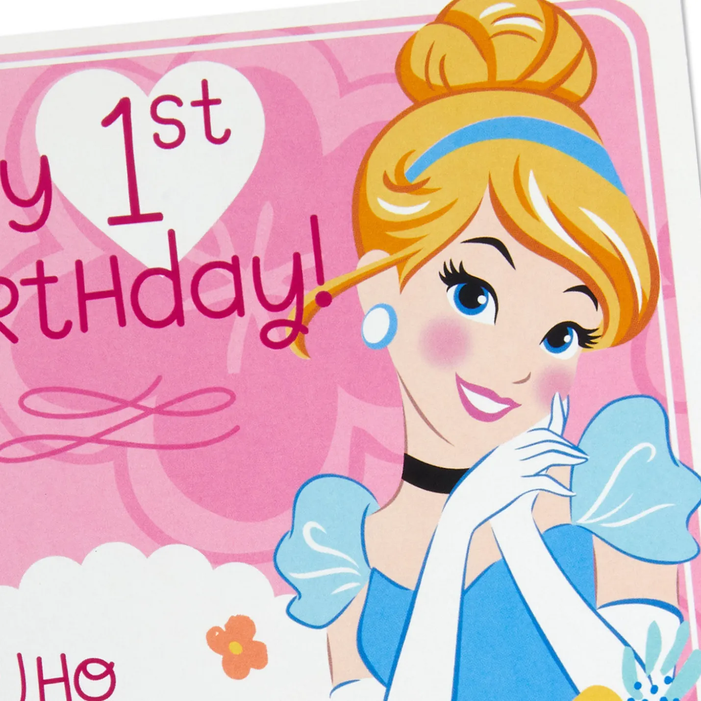 Disney Cinderella Musical First Birthday Card for Girls With Light