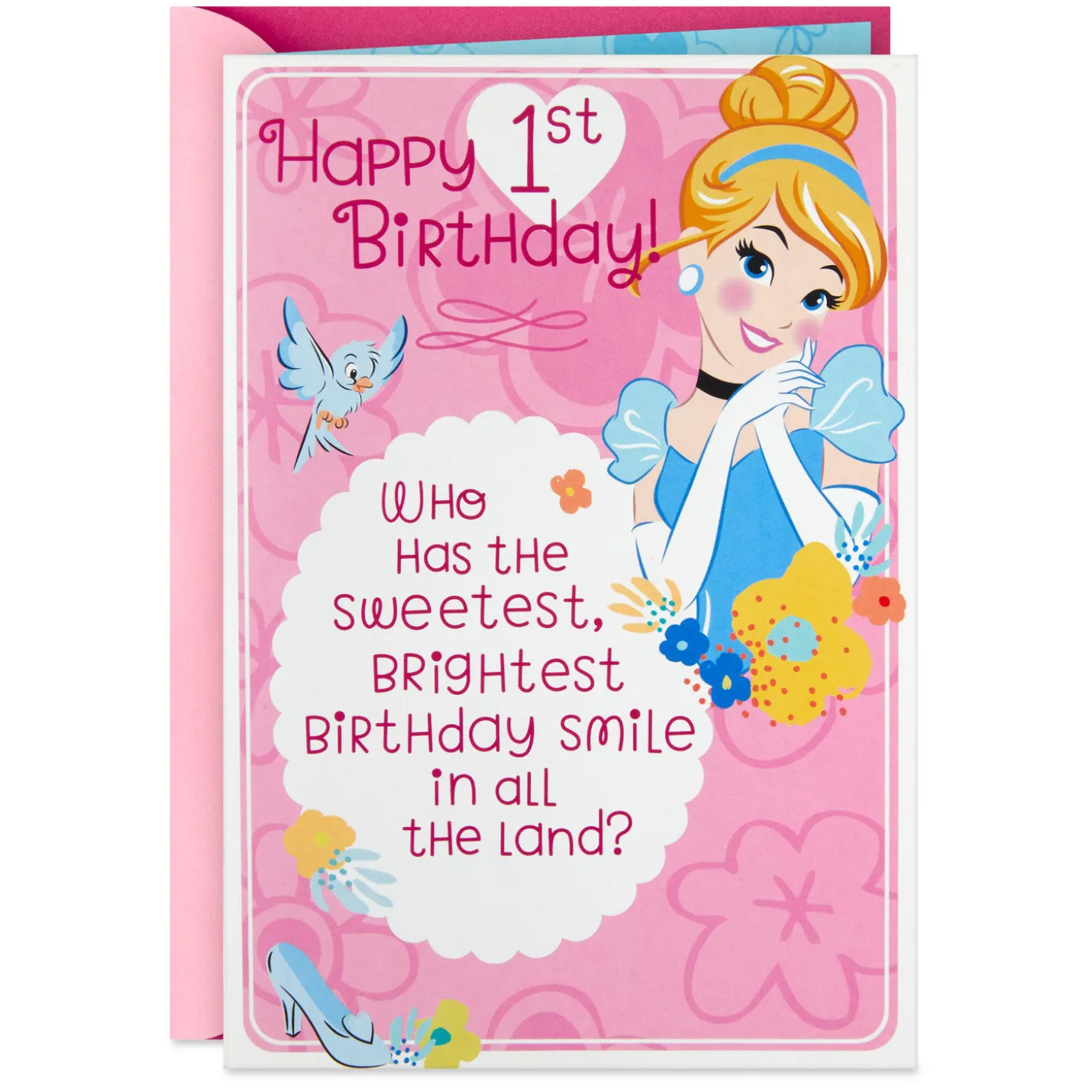 Disney Cinderella Musical First Birthday Card for Girls With Light