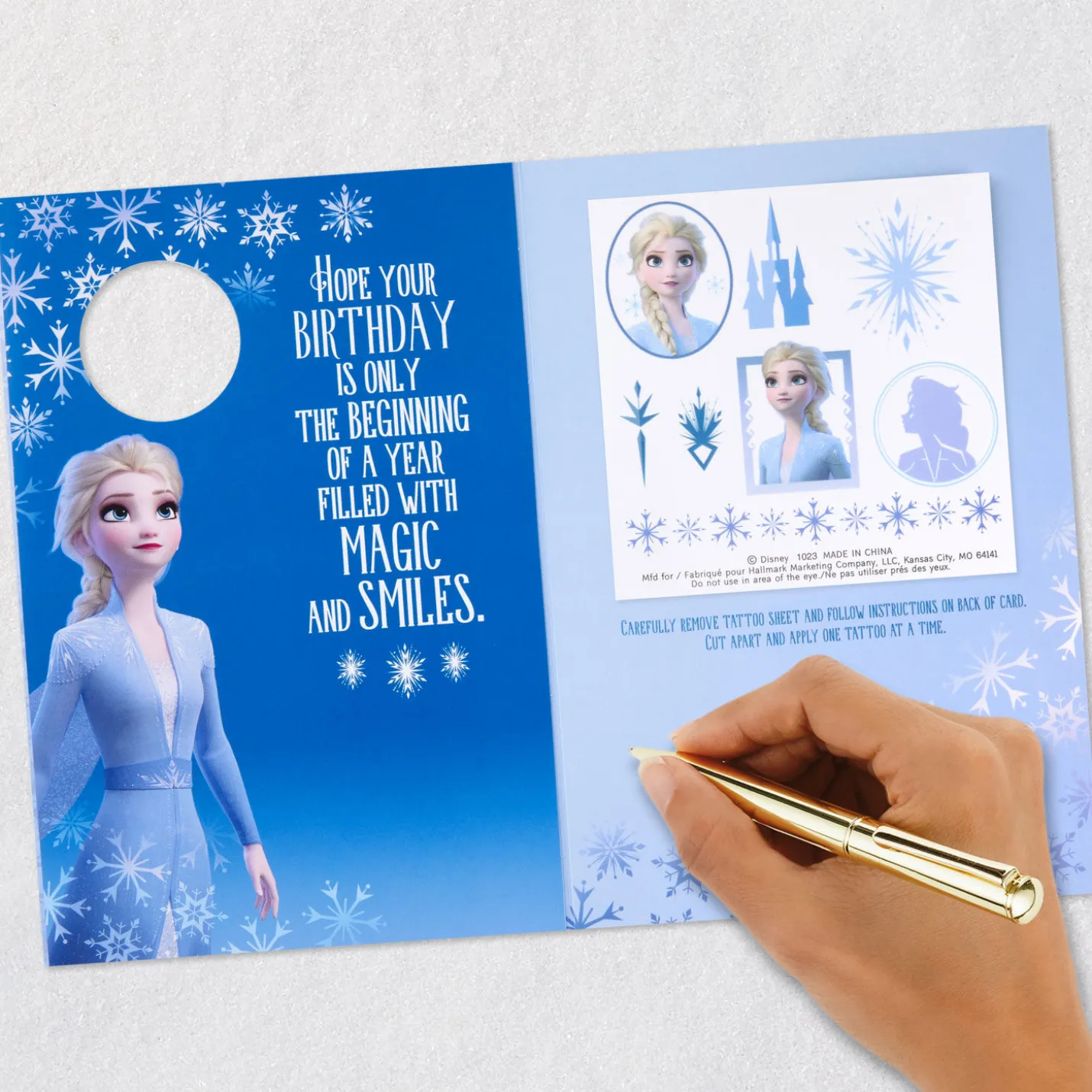 Disney Frozen 2 Elsa Magical Journey Birthday Card With Temporary Tattoos