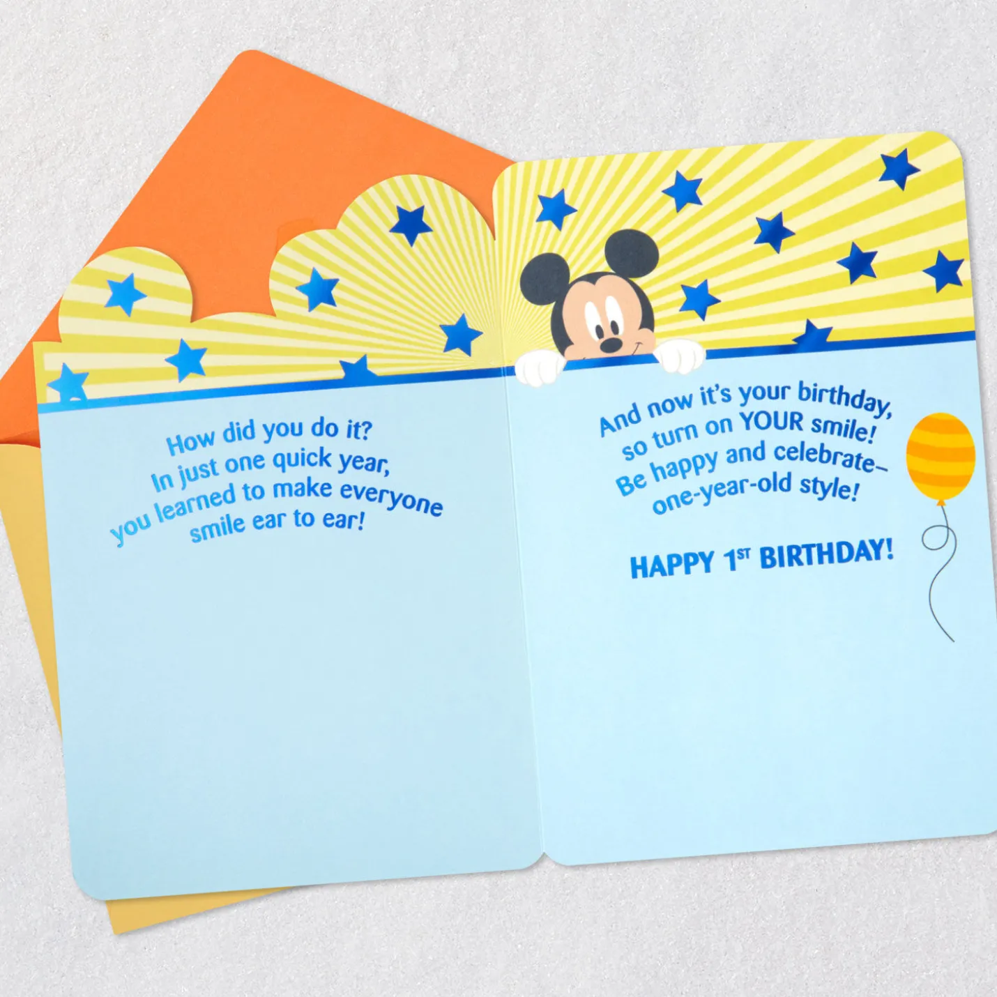 Disney Mickey Mouse Be Happy and Celebrate First Birthday Card