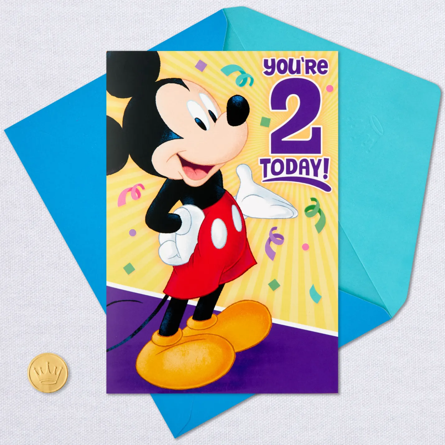 Disney Mickey Mouse Musical 2nd Birthday Card With Light