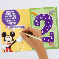 Disney Mickey Mouse Musical 2nd Birthday Card With Light
