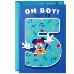 Disney Mickey Mouse Rockin' Your Way Musical 5th Birthday Card