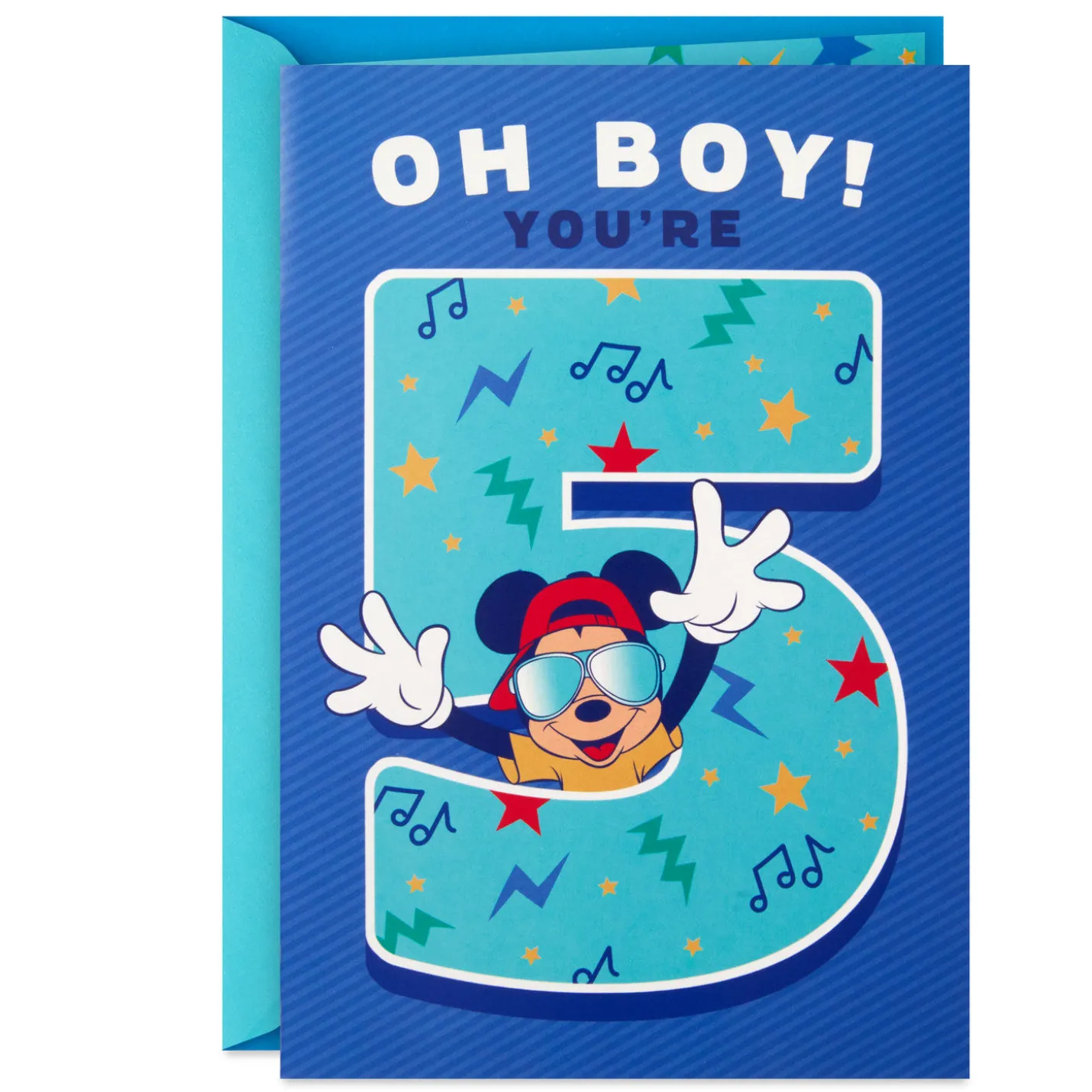 Disney Mickey Mouse Rockin' Your Way Musical 5th Birthday Card