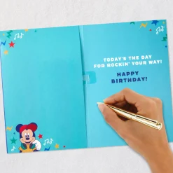 Disney Mickey Mouse Rockin' Your Way Musical 5th Birthday Card