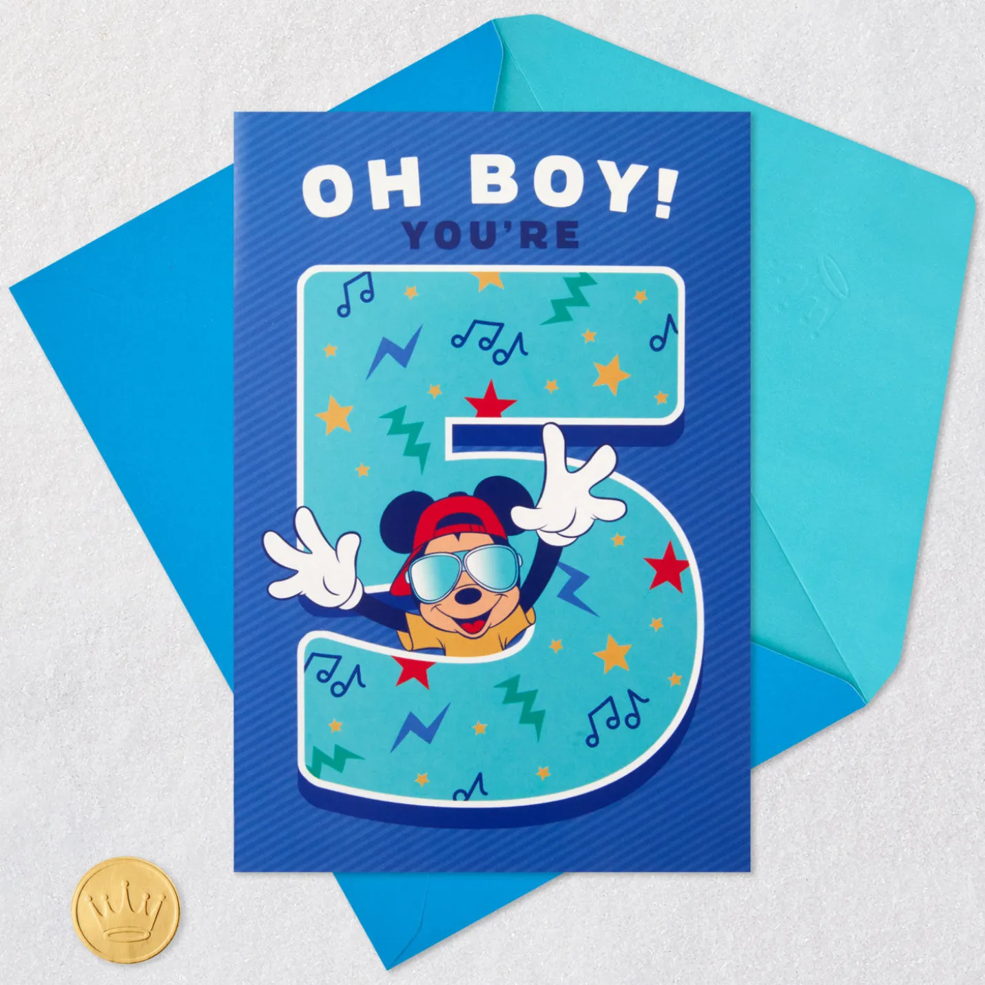 Disney Mickey Mouse Rockin' Your Way Musical 5th Birthday Card