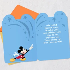 Disney Mickey Mouse Three Cheers for You Birthday Card for Kids