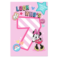 Disney Minnie Mouse Smiles and Rainbows 7th Birthday Card With Stickers