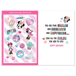 Disney Minnie Mouse Smiles and Rainbows 7th Birthday Card With Stickers
