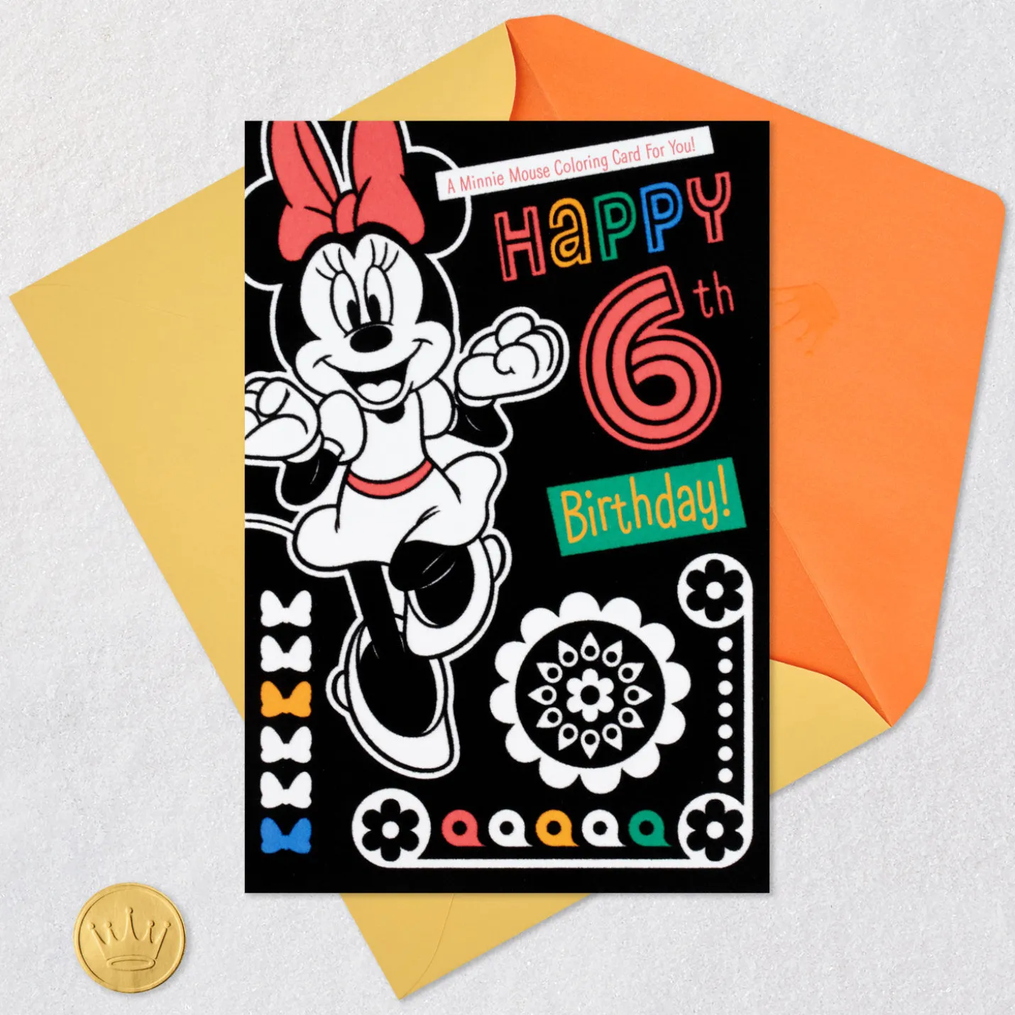 Disney Minnie Mouse You're a Special Girl 6th Birthday Coloring Card