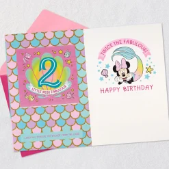 Disney Minnie Mouse You're Twice the Fun 2nd Birthday Card With Sticker
