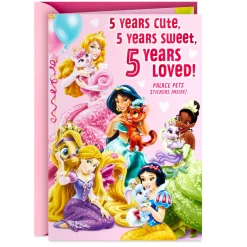 Disney Princesses Palace Pets 5th Birthday Card With Stickers for Her