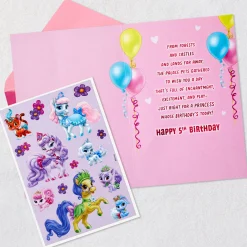 Disney Princesses Palace Pets 5th Birthday Card With Stickers for Her