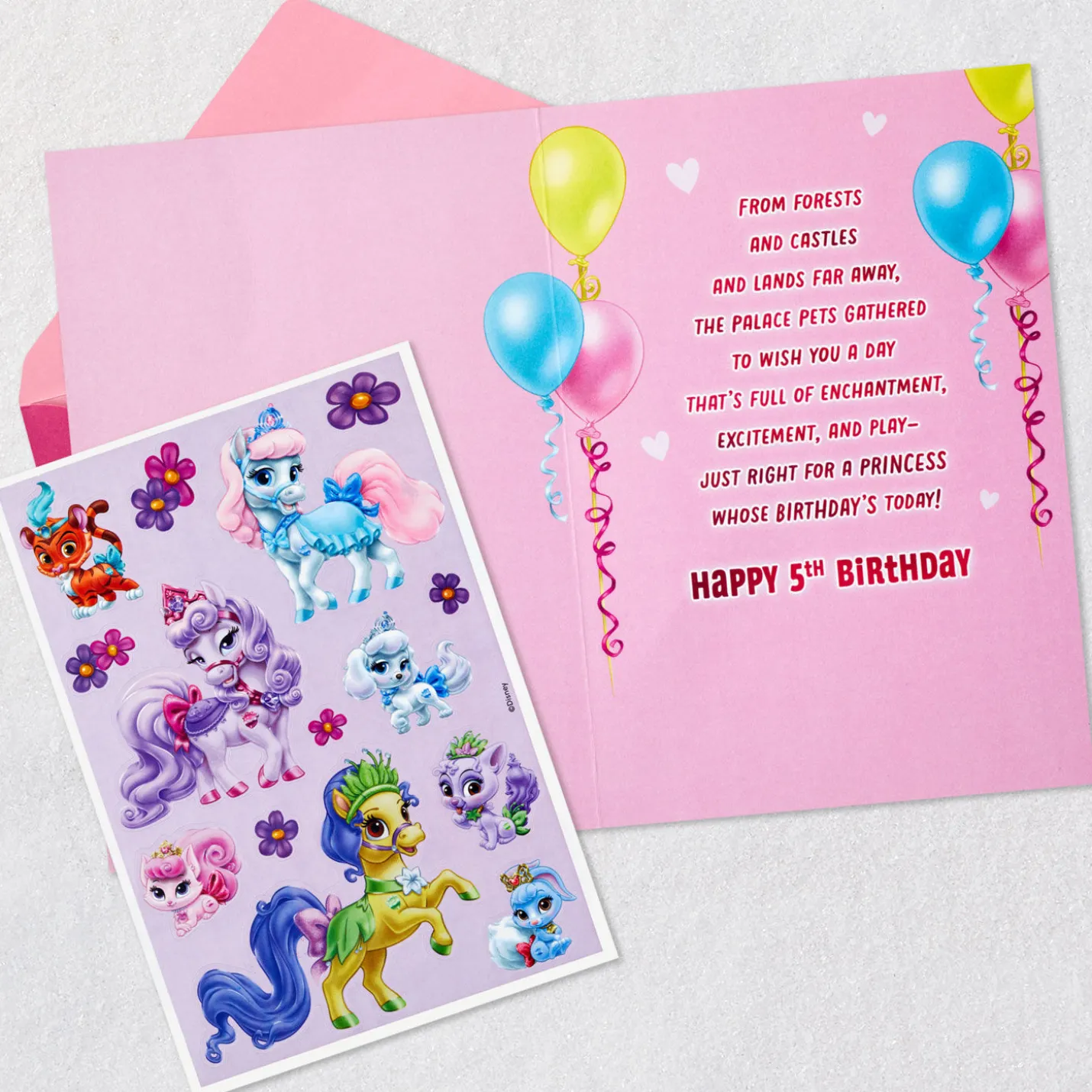 Disney Princesses Palace Pets 5th Birthday Card With Stickers for Her