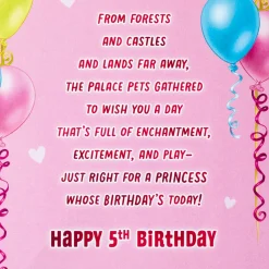 Disney Princesses Palace Pets 5th Birthday Card With Stickers for Her