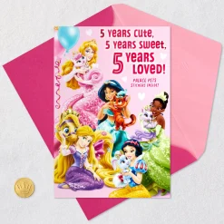 Disney Princesses Palace Pets 5th Birthday Card With Stickers for Her
