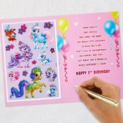 Disney Princesses Palace Pets 5th Birthday Card With Stickers for Her