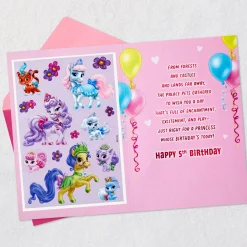 Disney Princesses Palace Pets 5th Birthday Card With Stickers for Her