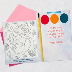 Disney The Little Mermaid Ariel Splashy Fun Birthday Card for Niece With Paint-With-Water Activity