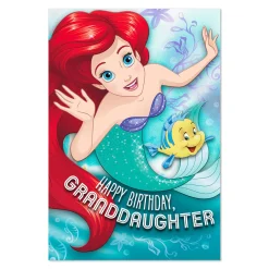 Disney The Little Mermaid One Amazing Princess Birthday Card With Crown for Granddaughter