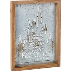 Disney Castle Happy Place Wood and Metal Quote Sign, 8.75x12