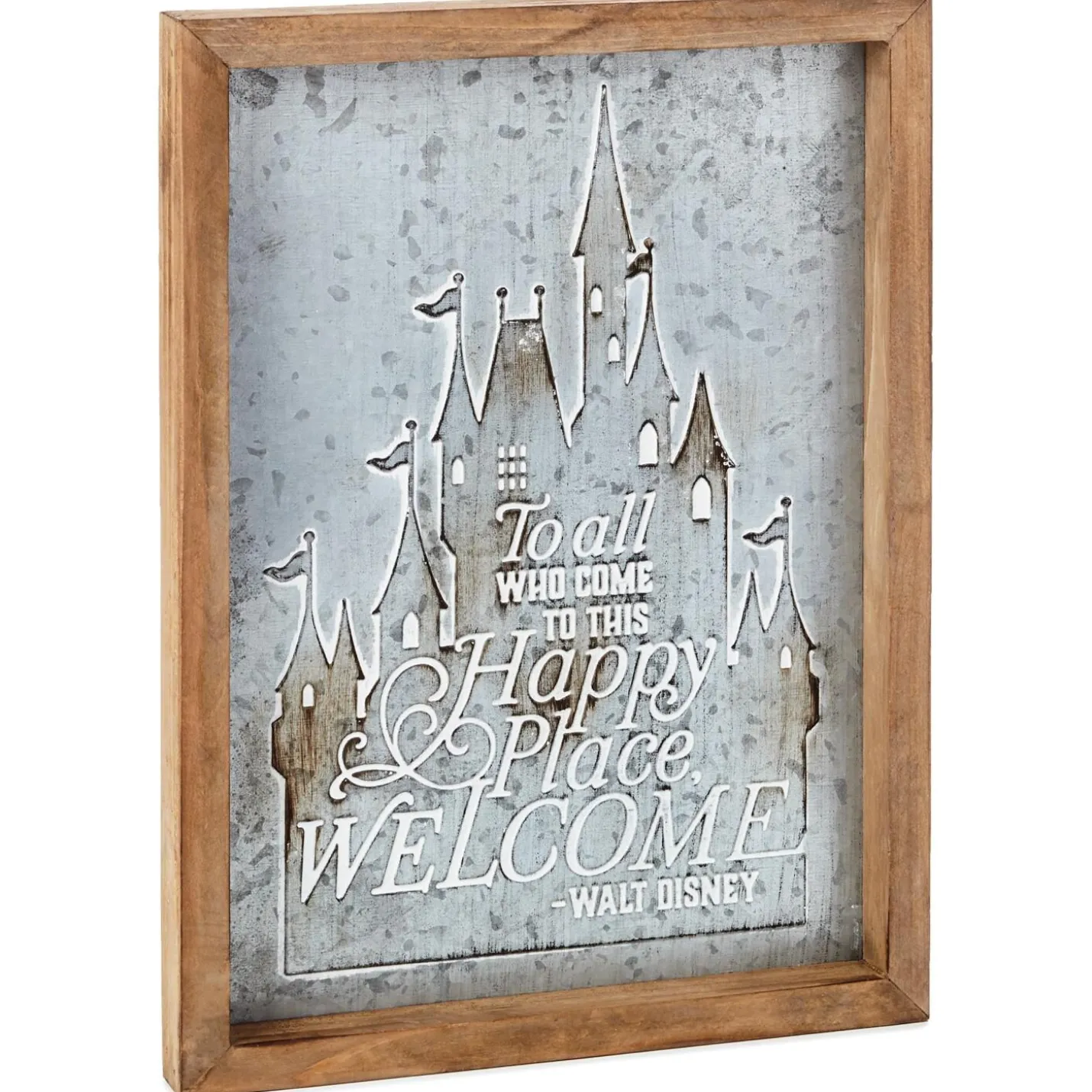 Disney Castle Happy Place Wood and Metal Quote Sign, 8.75x12