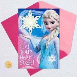 Disney Frozen Elsa Snowflake Musical Birthday Card With Light