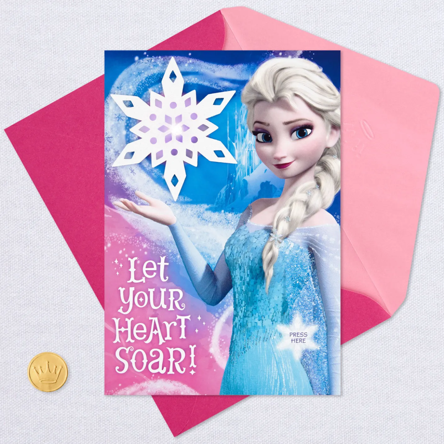 Disney Frozen Elsa Snowflake Musical Birthday Card With Light
