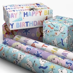 Disney Frozen 3-Pack Wrapping Paper Mini Roll Bundle, 45 sq. ft. total