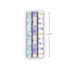 Disney Frozen 3-Pack Wrapping Paper Mini Roll Bundle, 45 sq. ft. total