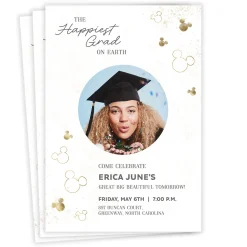 Disney Happiest Grad on Earth Flat Graduation Party Invitation