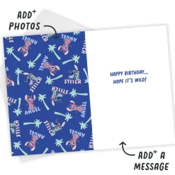 Disney Lilo & Stitch With Angel Custom Birthday Card