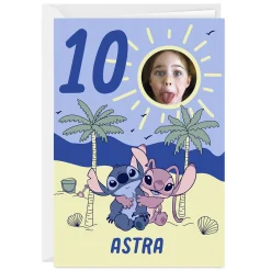Disney Lilo & Stitch With Angel Custom Birthday Card