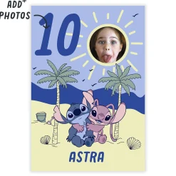 Disney Lilo & Stitch With Angel Custom Birthday Card