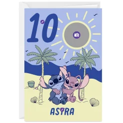 Disney Lilo & Stitch With Angel Custom Birthday Card