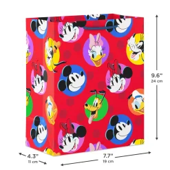 9.6" Disney Mickey and Friends Polka-Dots on Red Medium Gift Bag