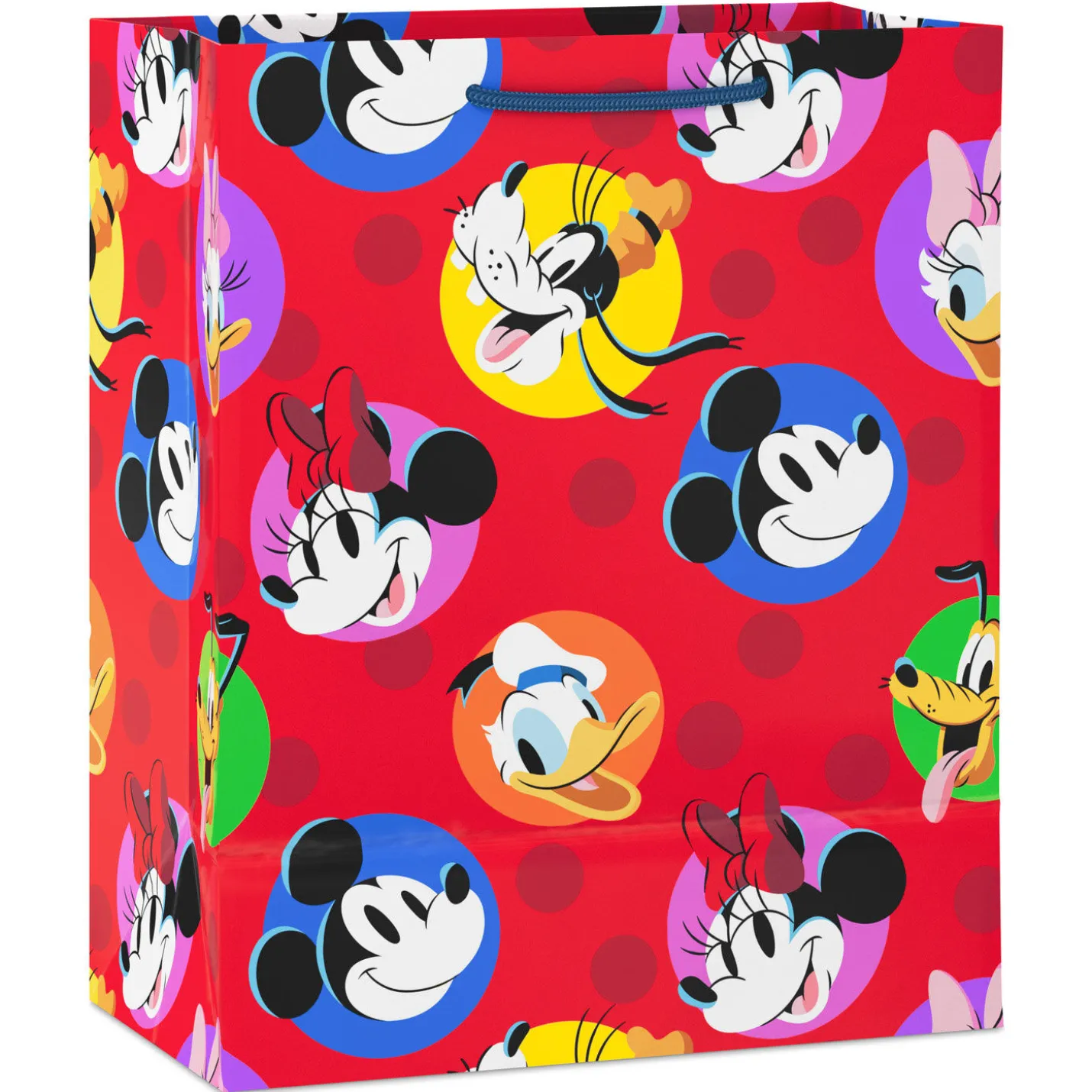 9.6" Disney Mickey and Friends Polka-Dots on Red Medium Gift Bag
