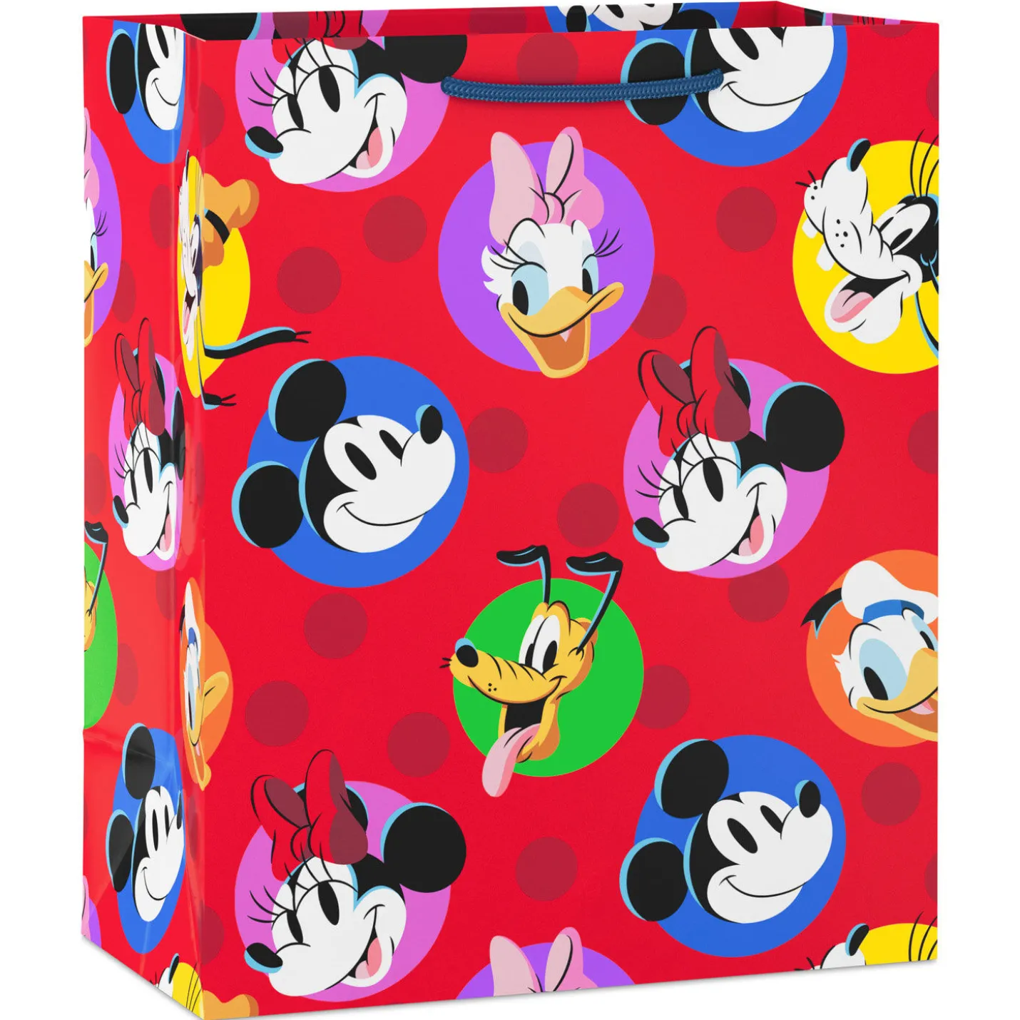 9.6" Disney Mickey and Friends Polka-Dots on Red Medium Gift Bag
