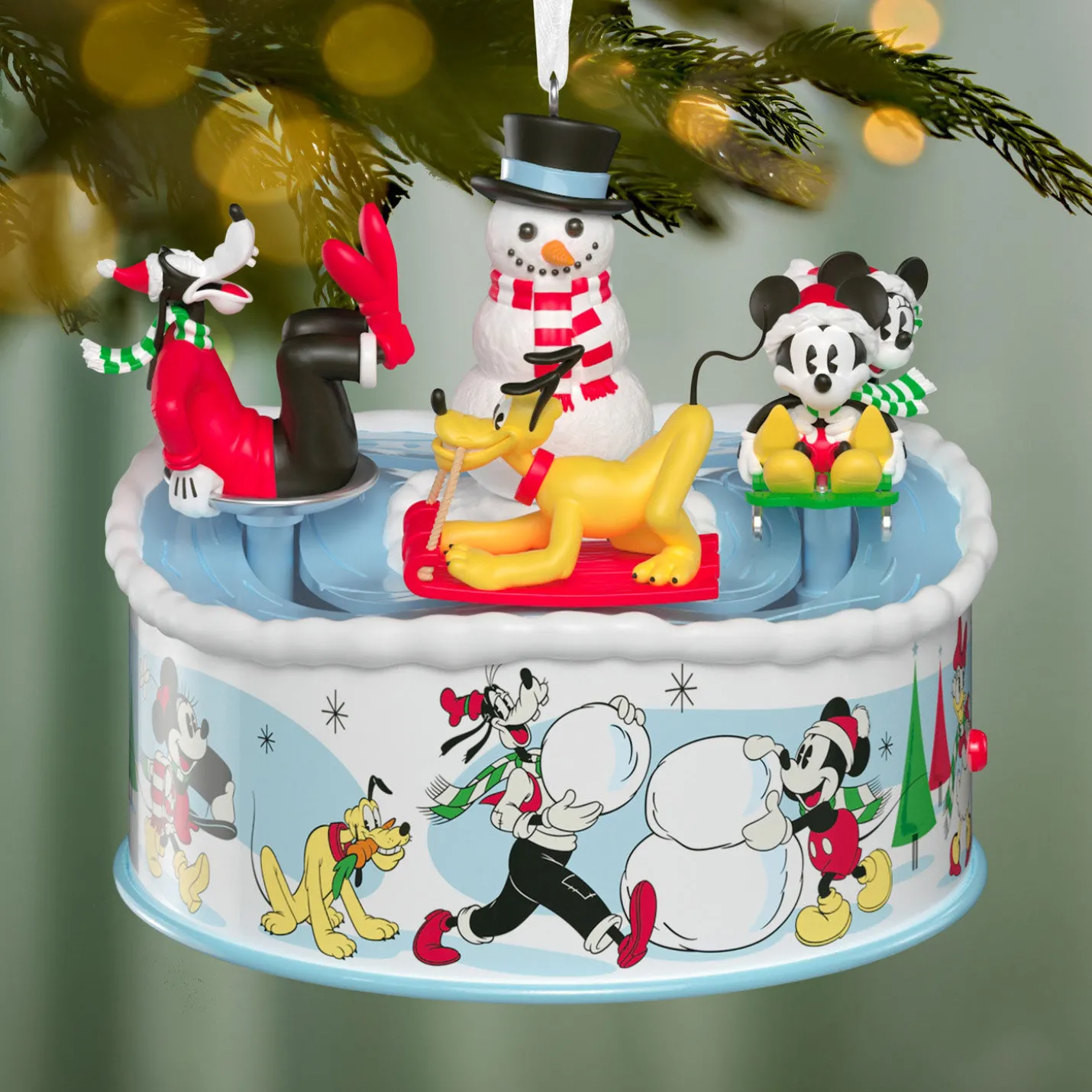 Disney Mickey and Friends Sledding Season Musical Ornament With Light and Motion