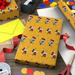 Disney Mickey and Minnie on Yellow Wrapping Paper Roll, 17.5 sq. ft.