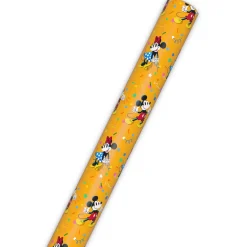 Disney Mickey and Minnie on Yellow Wrapping Paper Roll, 17.5 sq. ft.